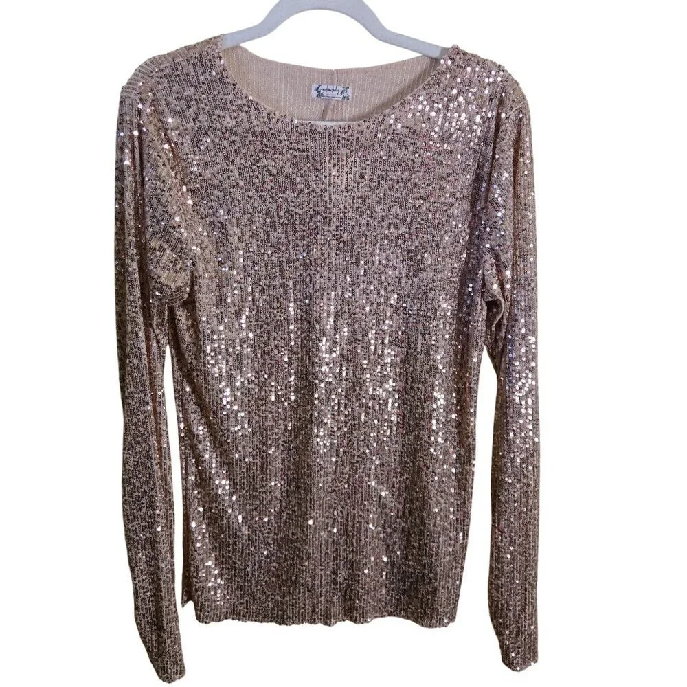 Free People Intimately Free NWT Gold Rush Sequined Tee Rose Tyrie Size S